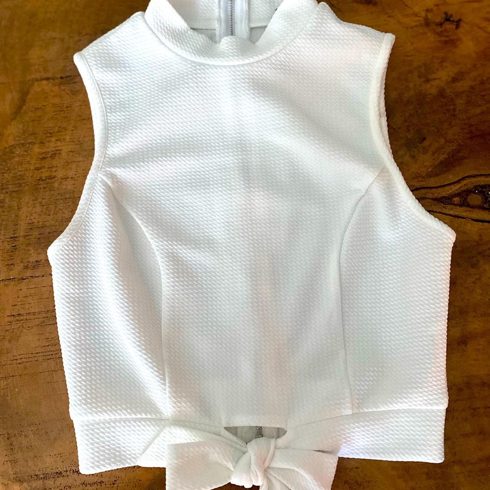 Shein zip up high neck crop top